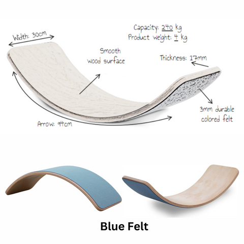 Wooden Balance Board with Blue Felt
