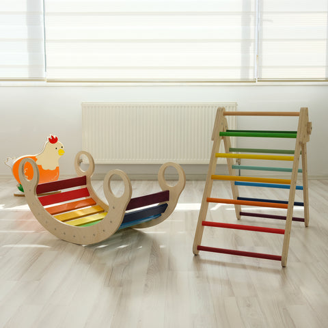 Wooden Rainbow Rocker Climbing Arch